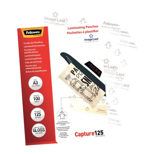 Fellowes Laminating Pouches A3 Gloss 125 Micron Pack 100