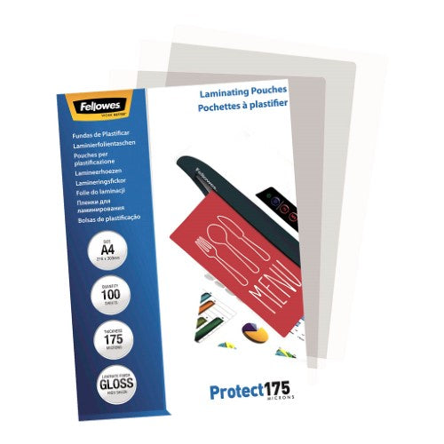 Fellowes Laminating Pouches A4 Gloss 175 Micron Pack 100