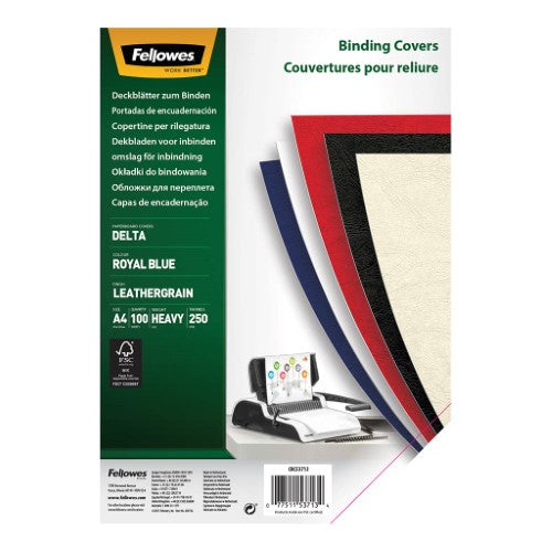 Fellowes Binding Covers A4 250gsm Royal Blue Pack 100