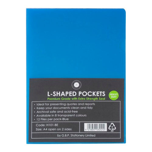 OSC L Shaped Pockets A4 Blue Pack 12
