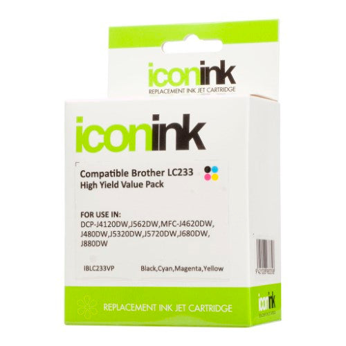 Icon Compatible with Brother LC233 BCMY Ink Value Pack