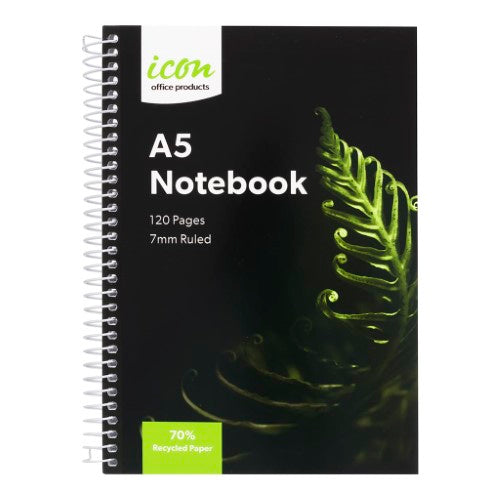 Icon Spiral Notebook A5 Soft cover 120 pg 70% Rec (Pack of 3)