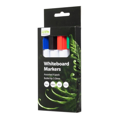 Icon Whiteboard Marker Bullet Tip Asst Pack 4