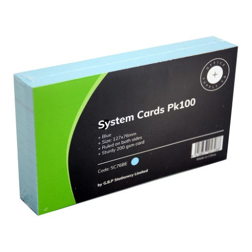 OSC System Cards 76 x 127mm Blue Pack 100
