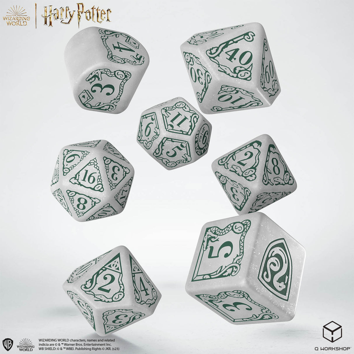 Q Workshop - Harry Potter Modern Dice Set - Slytherin - White Dice Set 7