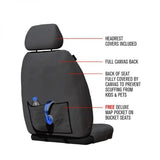 CANVAS FRONT SEAT COVERS PAIR BLACK MITSU TRITON  2015-CURRENT - TRADIES