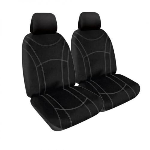 BLACK CANVAS FRONT SEAT COVER PAIR AMAROK 2011 TO 2022 - TRADIES