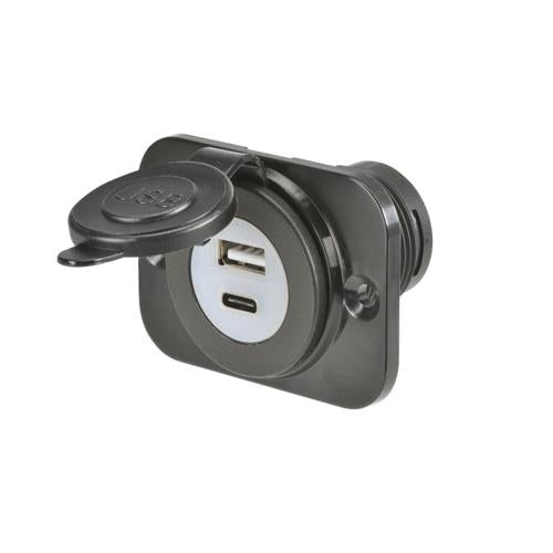 USB A / USB C SINGLE SOCKET BLACK PK25 - NARVA