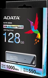 ADATA UE800 Retractable USB3.2 Gen 2 Type-C 128GB External SSD 5yr wty
