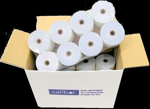 Bond Plain Paper Rolls 76x76mm 2-Ply - Box of 24