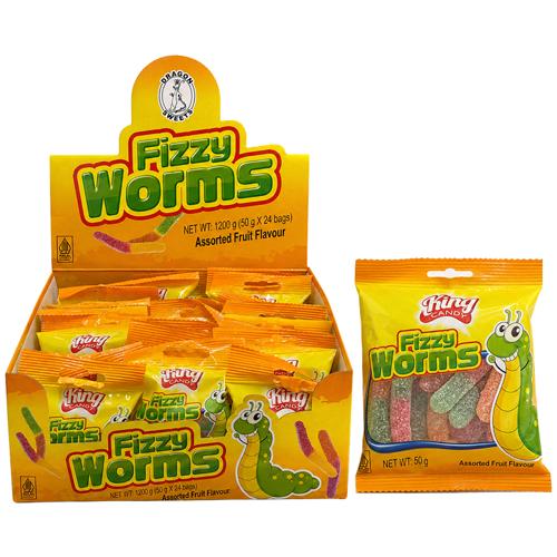 Sour Worm Gummy Candy 50g Dragon Pack of 24
