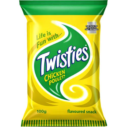 Chicken Flavour Corn Snacks 100g Twisties Pack of 12