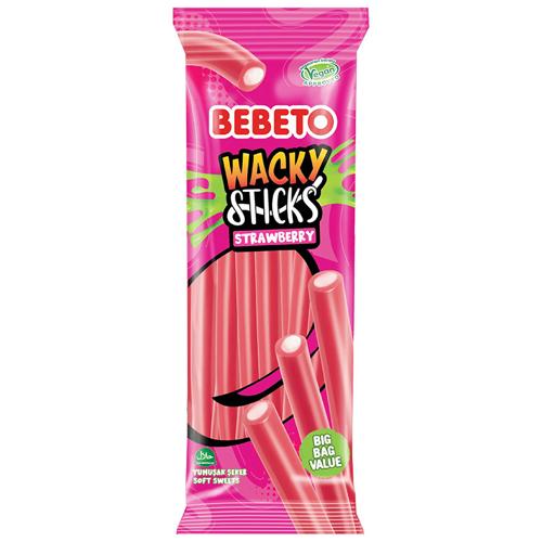Strawberry Wacky Stick Candy 180g Bebeto Pack of 12