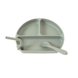 Silicone Plate With Straw & Spoon - Olive - All4Ella
