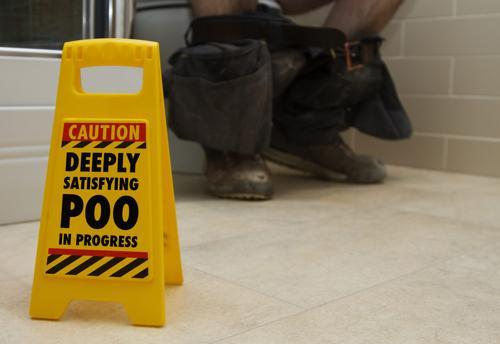 Satisfying Poo Desk Warning Sign - Pack of 2