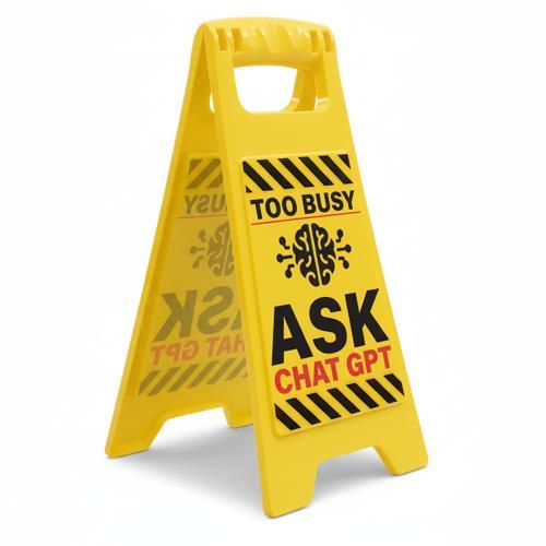Too Busy Ask ChatGPT Desk Warning Sign - Pack of 2