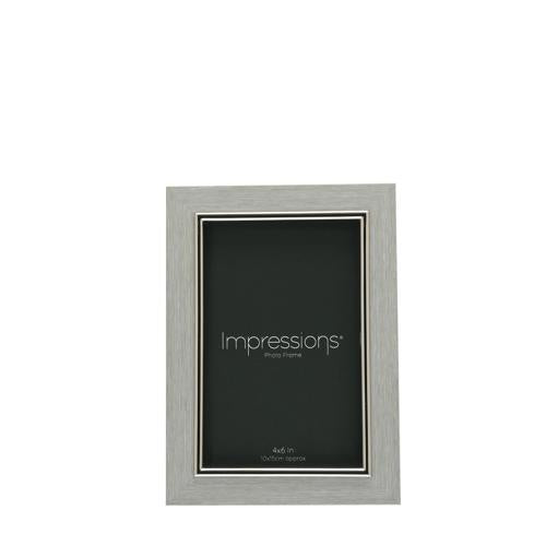 Photo Frame - Impressions Grey Faux Wood & Silver 4x6in