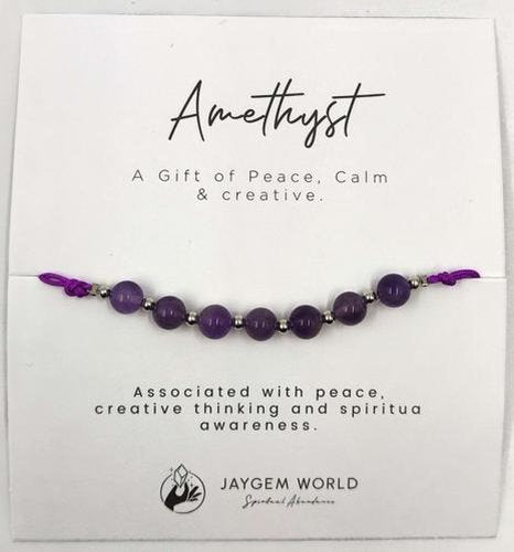 Amethyst Gemstone Bead Bracelet - Pack of 6