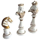 White & Gold Imperial Chess Set - King Queen Knight