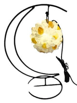 Crystal LED Moon Lamp - Yellow Fluorite & Clear Quartz