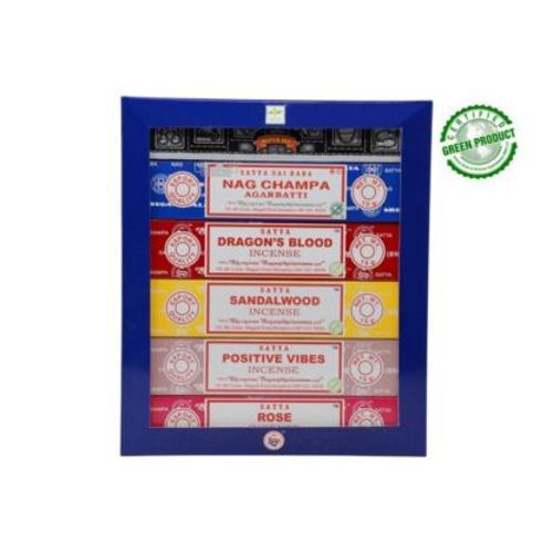 Satya Incense - Assorted 15g x 6 Packets with Hanging Display