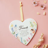 The Cottage Garden Floral Hanging Heart - Friend - Pack of 6