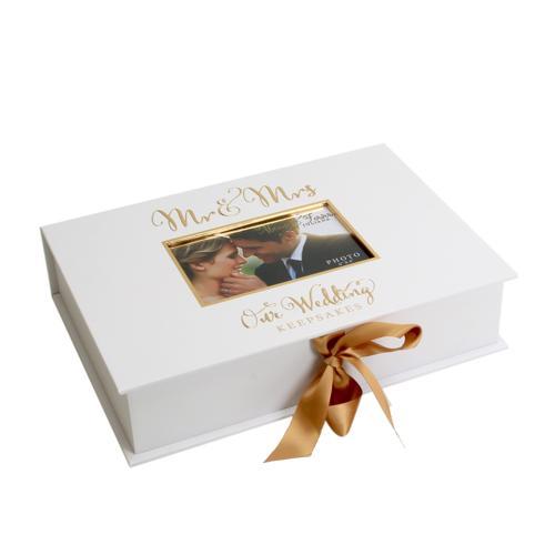 Mr & Mrs A4 Wedding Keepsake Box - Gold Foil