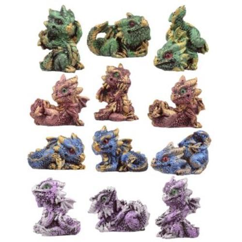 Crystal Baby Dragon Resin Figures - Pack of 12