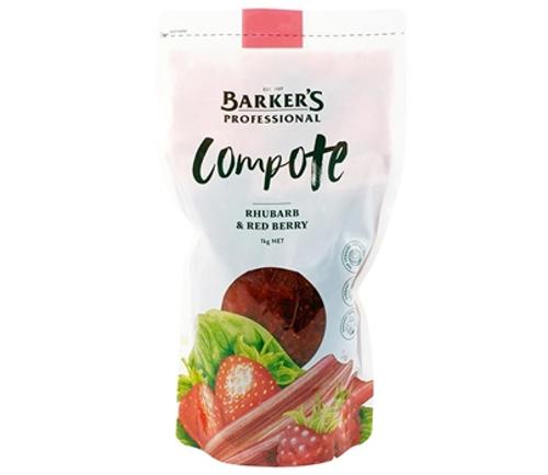 COMPOTE RHUBARB & RED BERRY 1KG  - Barkers