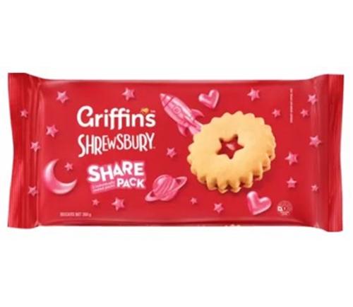 BISCUITS SANDWICH SHREWSBURY 2 PACKS 350GM  - Griffins
