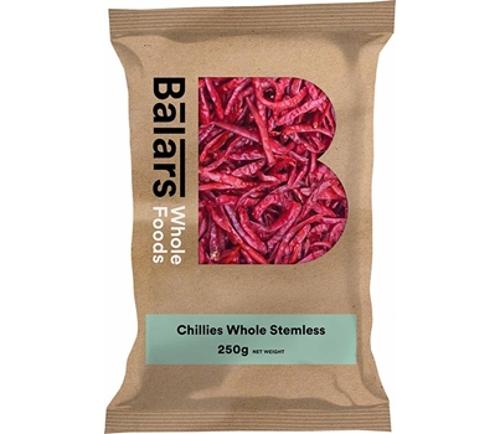 CHILLIES WHOLE STEMLESS 250GM  - Balars