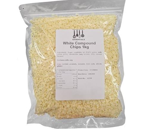CHOCOLATE WHITE COMPOUND CHIPS 1KG  - Essentials