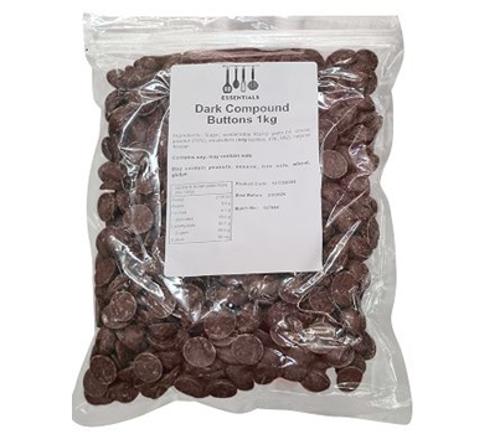 CHOCOLATE BUTTONS DARK COMPOUND 1KG  - Essentials