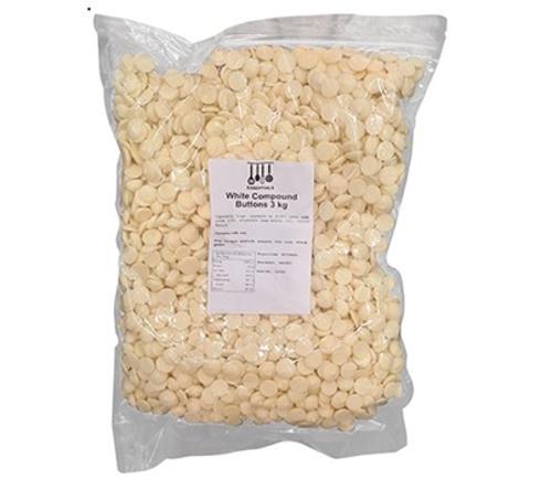 CHOCOLATE BUTTON WHITE COMPOUND 3KG  - Essentials