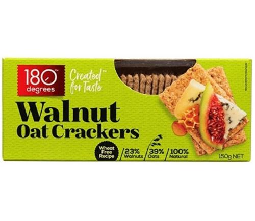 CRACKERS WALNUT OAT WHEAT FREE 150GM  - 180 Degrees