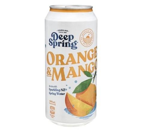 WATER SPARKLING ORANGE & MANGO 440ML 24s  - Deep Spring