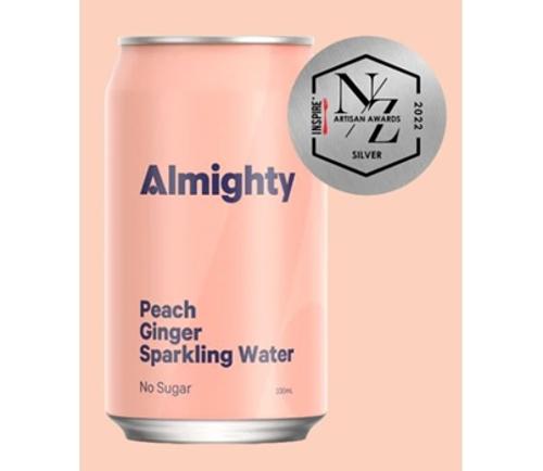 WATER SPARKLING PEACH GINGER 330ML 24s  - Almighty