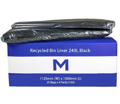 BAGS RUBBISH 1125X1500MM BLACK 240L 150s  - Matthews