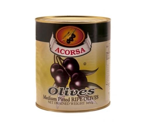 OLIVES WHOLE BLACK PITTED A10  - Acorsa