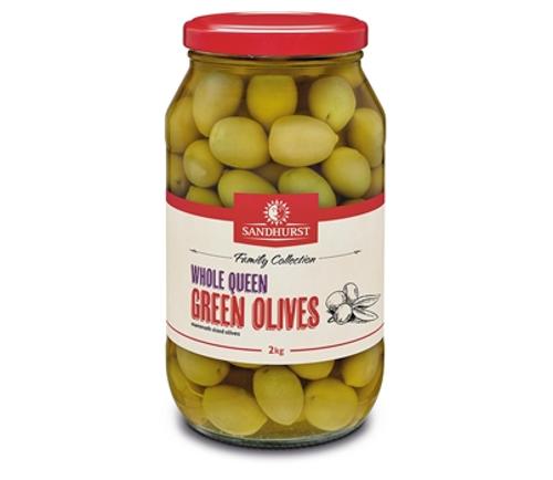 OLIVES QUEEN GREEN PITTED 2KG  - Sandhurst