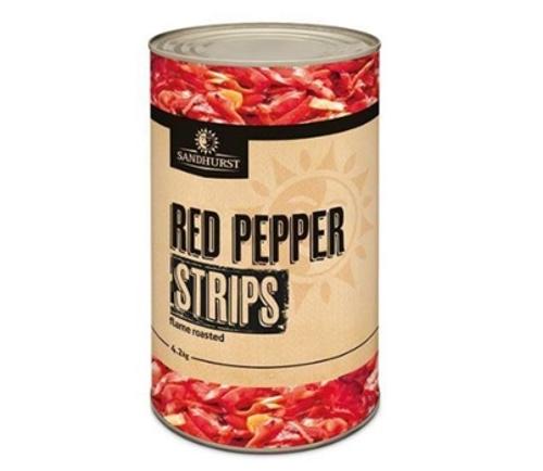 PEPPERS STRIPS/SLICED RED 4.2KG  - Sandhurst