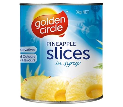 PINEAPPLE SLICES IN SYRUP A10 3KG - Golden Circle