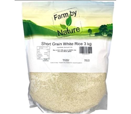 RICE WHITE SHORT GRAIN 3KG  - Farm By Nature