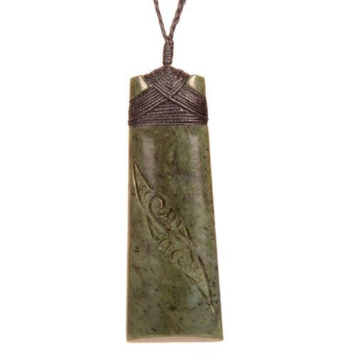 New Zealand Pounamu Greenstone Toki Pendant Necklace 96 x 34mm