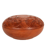 Carved Wooden Decorative Bowl with Carved Top 200mm