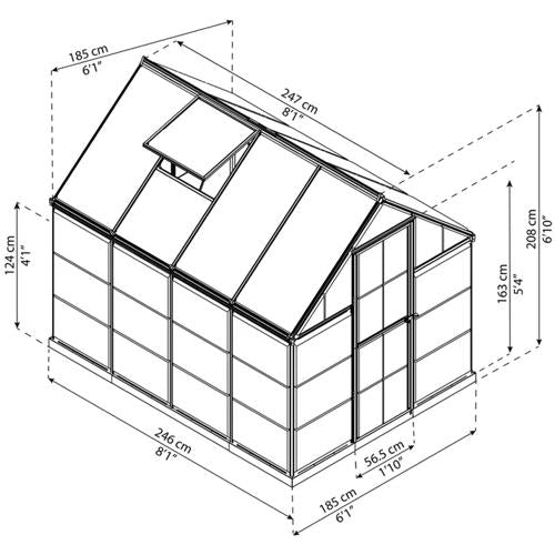 Maze Hybrid 6' X 8' Greenhouse - Charcoal