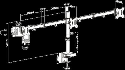 Brateck 13-27" Triple Monitor Economy Desk Mount Bracket