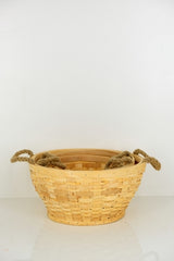 Set of 3 Wood Strip Round Baskets