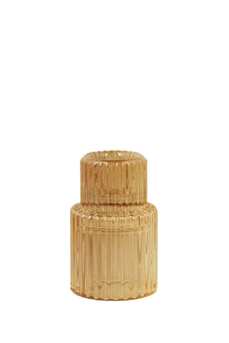 Ribbed Glass Candle Holder -  Gold - Size 54D × 60mmH

 (Set of 6)
