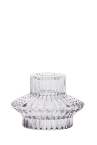 Ribbed Glass Candle Holder -  Clear - Size 70D × 60mmH

 (Set of 6)